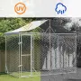 vidaXL Външна клетка за куче с покрив сребриста 3x1,5x2,5 м стомана, снимка 7