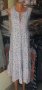 Бяла рокля в сини и розови цветчета на волани, снимка 1 - Рокли - 41535380
