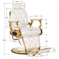 Бръснарски стол Francesco Gold - бял, снимка 4 - Бръснарски столове - 44616883
