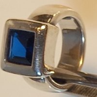 Масивен сребърен пръстен със сапфир , снимка 3 - Пръстени - 39451994