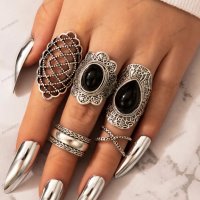Дамски моден комплект бижута от 5 пръстена, 3модела - 023, снимка 3 - Пръстени - 41059513