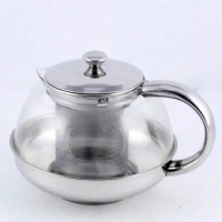 Стъклена кана за чай от неръждаема стомана с цедка за листа, снимка 7 - Аксесоари за кухня - 44926882