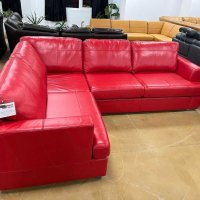 Червен кожен ълов диван "FREYA" с функция легло, снимка 12 - Дивани и мека мебел - 39700293