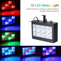 Цветна RGB Блиц LED room Strobe 12, стробоскоп диско лампа, снимка 2 - Други - 34586259