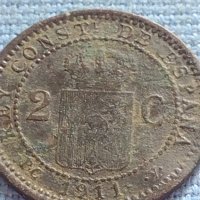 Рядка монета 2 сентавос 1911г. Испания за КОЛЕКЦИОНЕРИ 23908, снимка 2 - Нумизматика и бонистика - 42682434