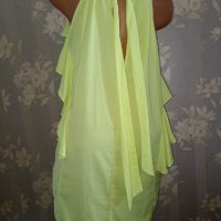 Н&М- М- Ефектна неонова рокля с голи рамене и волани, снимка 12 - Рокли - 41412980