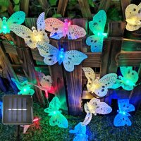 Верига от LED лампички за градината  с пеперуди, 12 лампи, снимка 2 - Градински мебели, декорация  - 44480489