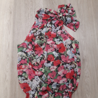 Флорална блуза, шифон. Размер L., снимка 5 - Корсети, бюстиета, топове - 43030431