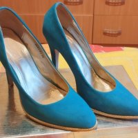 Сини дамски обувки на ток, снимка 1 - Дамски обувки на ток - 41364439