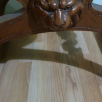 Масивен стар стол със орнаменти,глава и крака на лъв, снимка 10 - Столове - 39663658