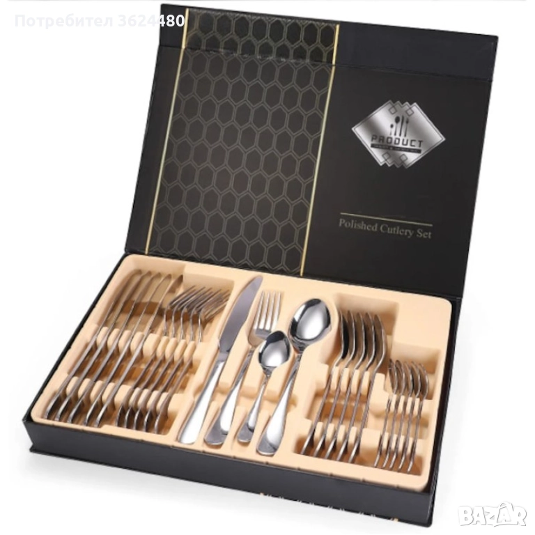 4367 Комплект от 24 прибора за 6 души, изработени от неръждаема стомана, снимка 1