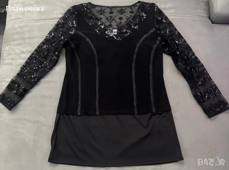 Дамска блуза с дълъг ръкав и паети - XL, снимка 1