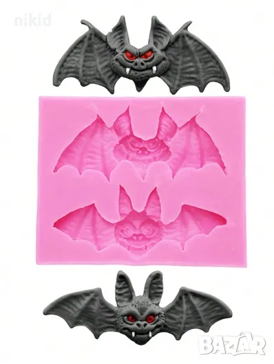 2 прилепа прилепи прилепи Хелоуин Halloween силиконов молд форма фондан шоколад декор, снимка 1