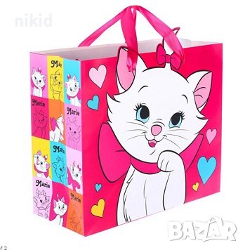 Коте Мари Marie cat картонена хартиена подаръчна чанта торба торбичка за подарък, снимка 1