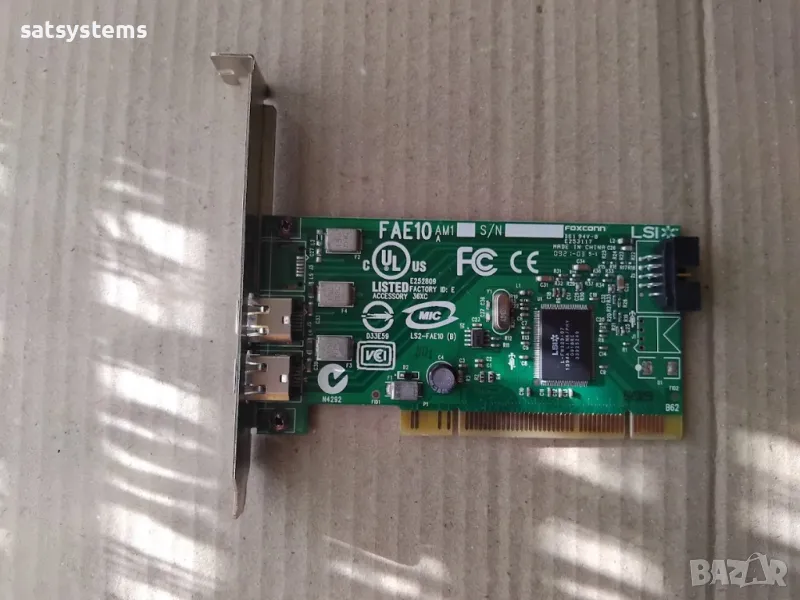 PCI 2-Port 1394 FireWire Adapter Card LSI LS2-FAE10, снимка 1