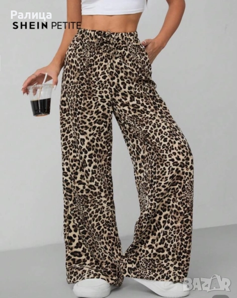 Нов леопардов панталон с широки крачоли, снимка 1