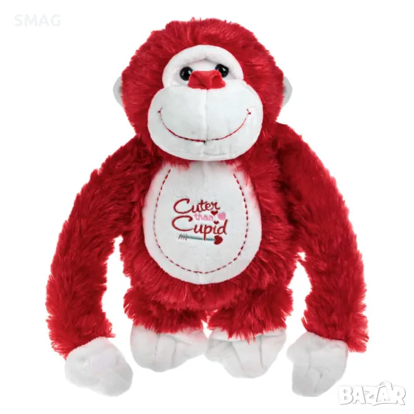 Механична маймуна, червена, свиреща и трепереща се 32 см S_1235276, снимка 1