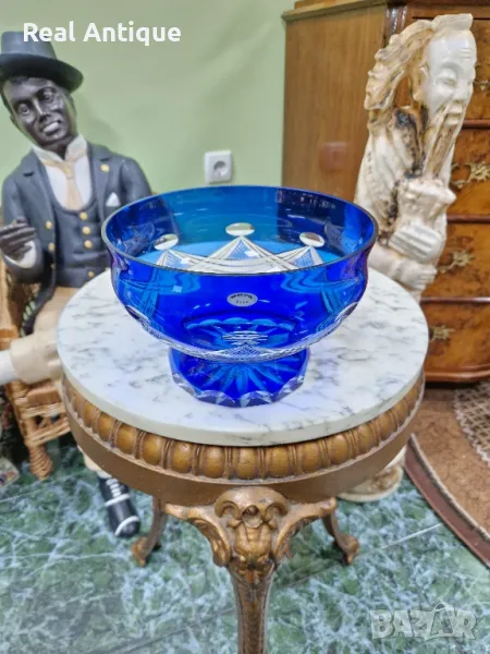 Страхотна антикварна рядка колекционерска съветска кристална фруктиера купа , снимка 1