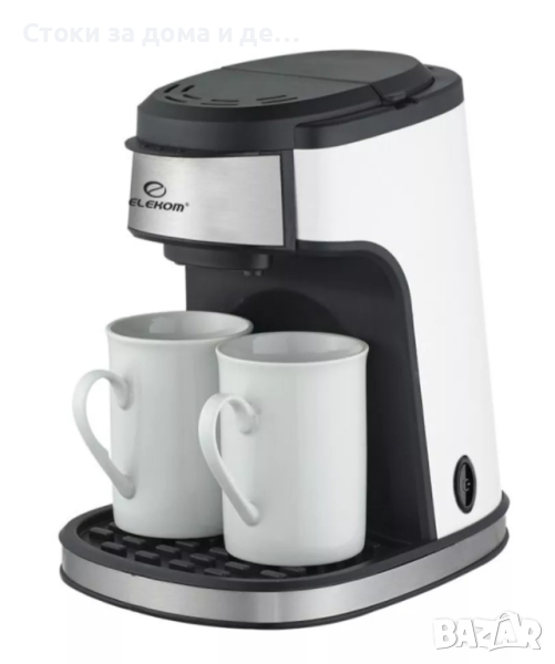 ✨ Кафемашина ELEKOM ЕК-6619, С чаши, Контейнера 240 мл, Черен/Сив , снимка 1