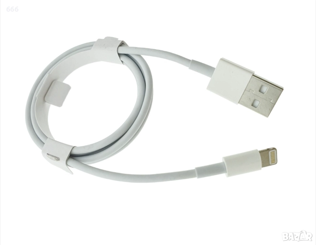 Кабел Lightning към USB, за iPhoneX, Apple, A1480, 1 м, бял, снимка 1