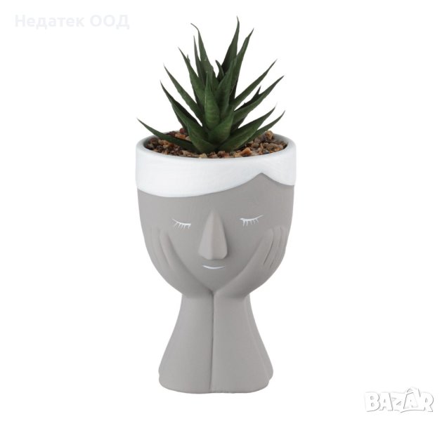 Декоративна саксия Girl Grey & Succulent, 7.8x18cм, снимка 1