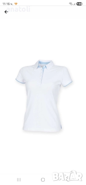 поло тениска, бяло/небесно, 2XL от Германия , снимка 1
