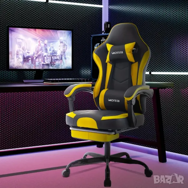 Професионален геймърски стол – Жълт/Бял | Комфорт и стил за сериозни геймъри! 🎮, снимка 1