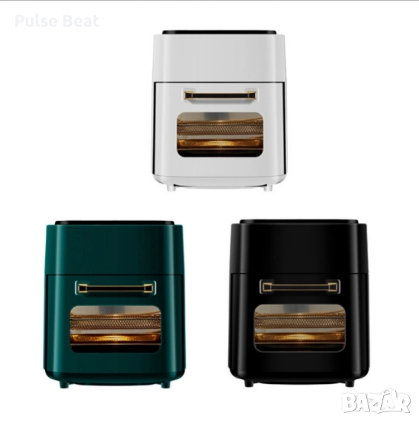 Фритюрник с горещ въздух (Air Fryer) – трислоен, супер голям капацитет . Черен и бял, снимка 1