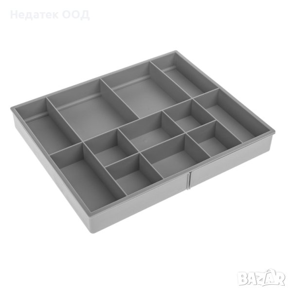 Органайзер за чекмеджета, Разширяващ се , Пластмасов, 30,5x25,5x3,8 см, Сив, снимка 1