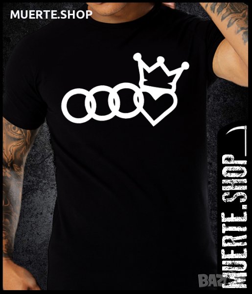 Черна тениска с щампа LOVE AUDI, снимка 1