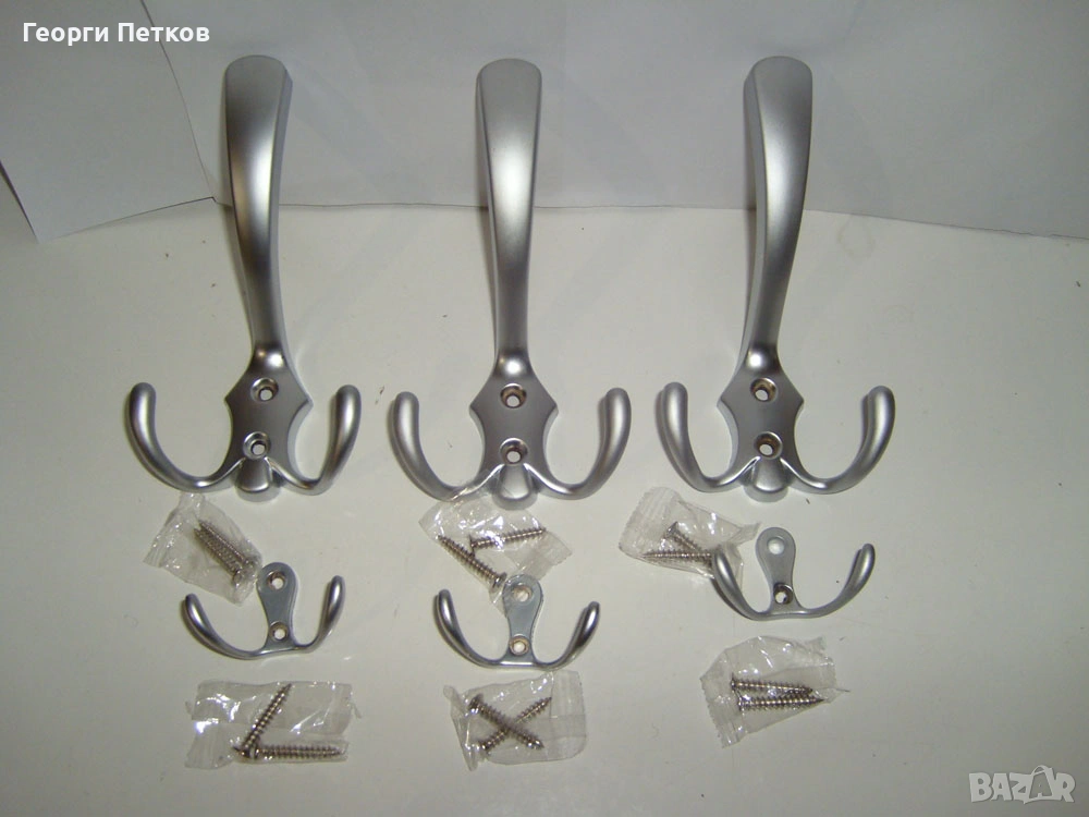 Закачалки за стена,злато/хром-3комплекта, снимка 1