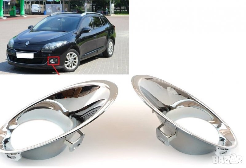 хром декорация за халогени Renault Megane MK3 комплект, снимка 1