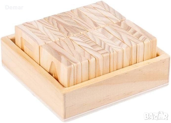 Дървена двустранна дъска за проследяване на азбука , снимка 1