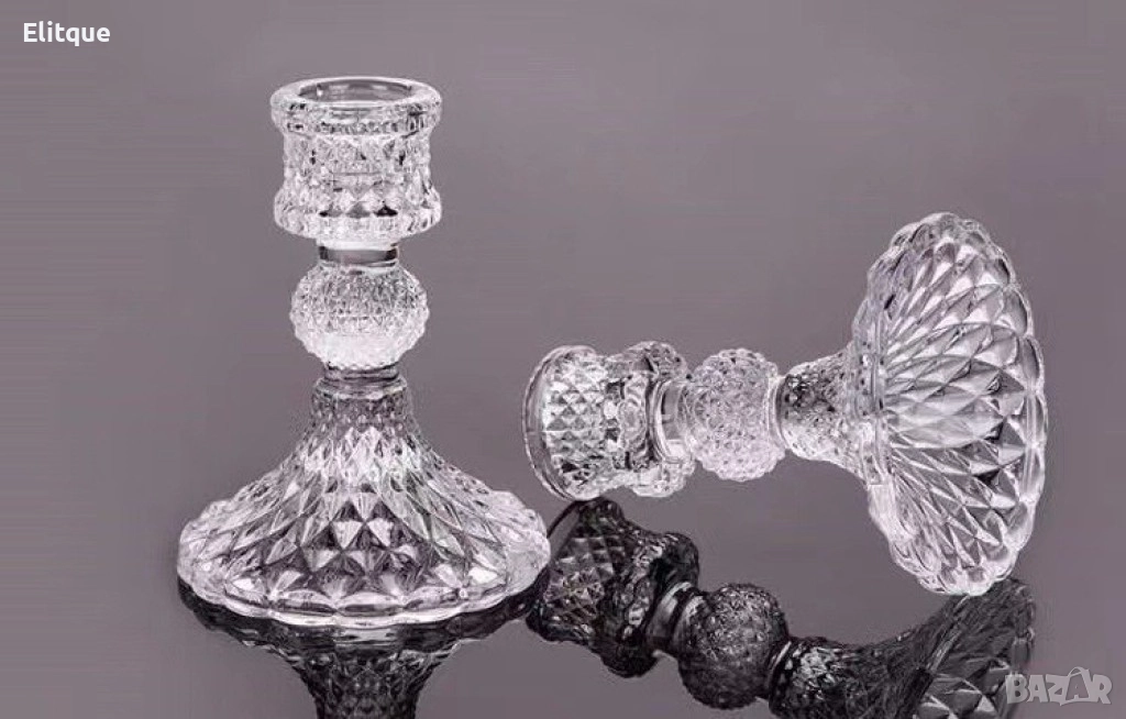 Малък стъклен свещник , снимка 1