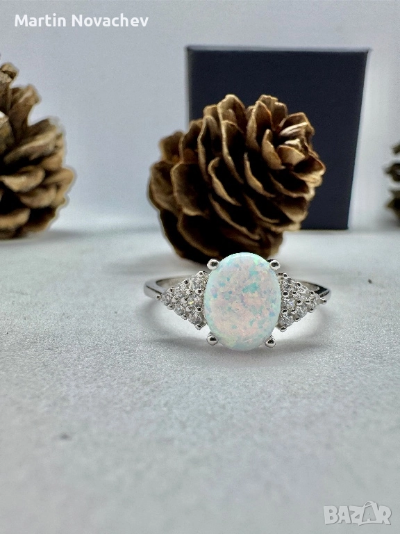 Сребърен пръстен с етиопски опал, снимка 1