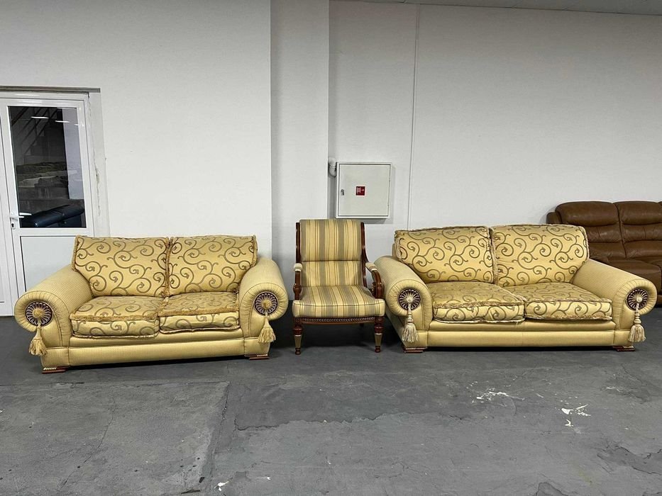 Комплект дивани двойка, тройка и фотьойл от плат цвят Златист - Жълт в  Дивани и мека мебел в гр. Ямбол - ID39945182 — Bazar.bg