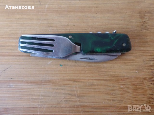 Джобно ножче 3 инструмента с виличка тъмно зелено, снимка 7 - Ножове - 41388474