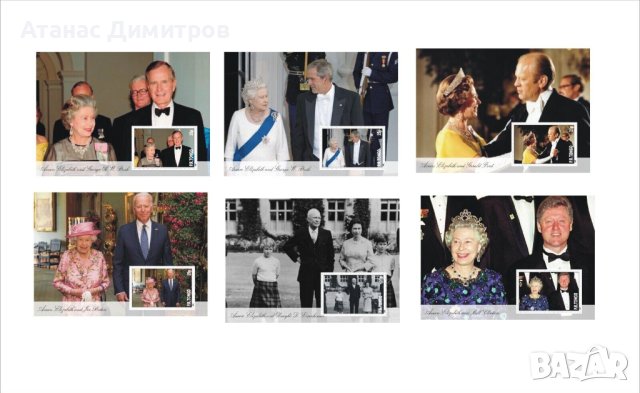 Чисти блокове Кралица Елизабет II и американски президенти 2022 от Тонго, снимка 2 - Филателия - 40741150