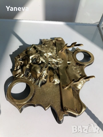 Бронзова ,стара мастилница , Царство България , масивна, детайлна изработка с лъвска глава . , снимка 8 - Антикварни и старинни предмети - 53434575