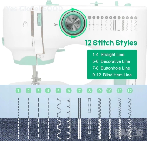 Електрическа шевна машина 12 програми, снимка 7 - Други инструменти - 53735667