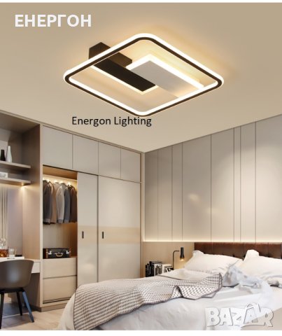 Луксозна LED лампа висок клас плафон димируема три цвята квадрат, снимка 4 - Лампи за таван - 41690604