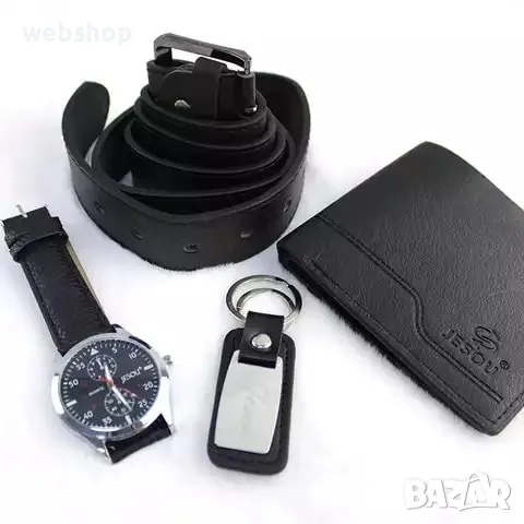 Луксозен мъжки подаръчен комплект JESOU COLLECTION - Часовник, Колан, Ключодържател, Портфейл, снимка 4 - Подаръци за мъже - 49475040