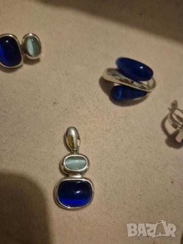 само днес сребърен комплект с котешко око, снимка 4 - Бижутерийни комплекти - 52436002