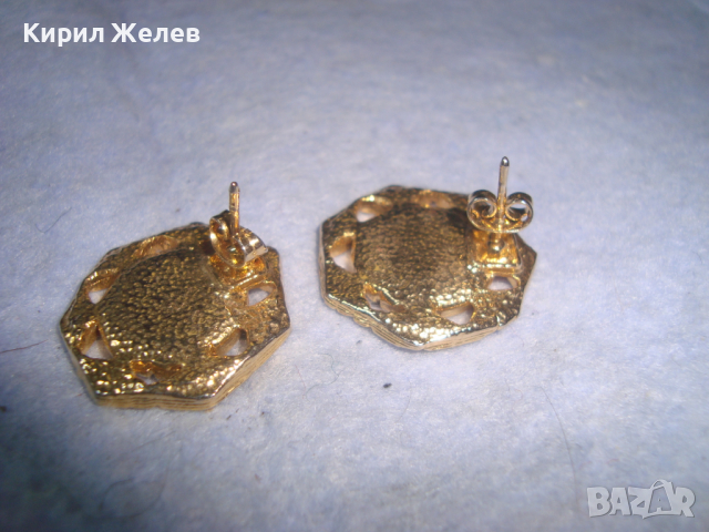 СТАРИ ПОЗЛАТЕНИ ВИНТИДЖ БРОНЗОВИ АРТ ДЕКО ОБЕЦИ 26134, снимка 2 - Обеци - 36249386