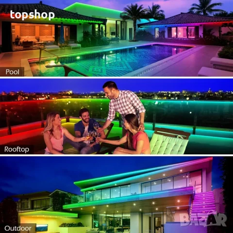 AILBTON 200 фута външни LED ленти, водоустойчиви, IP68 външни LED ленти, водоустойчиви с Bluetooth.., снимка 3 - Лед осветление - 50575463