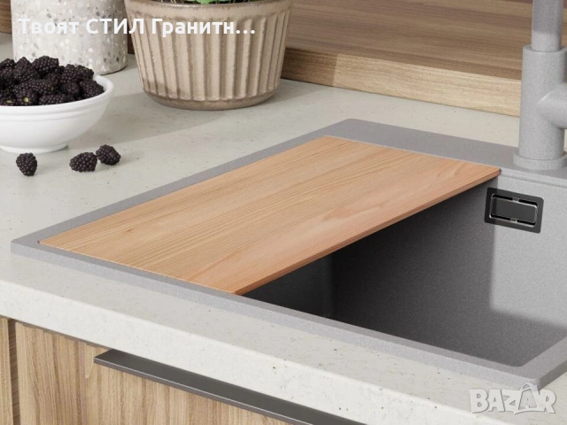 Кухненска Мивка от гранит модел Осло 50 XXL 490 x 500 mm - сива, снимка 8 - Други - 38519947