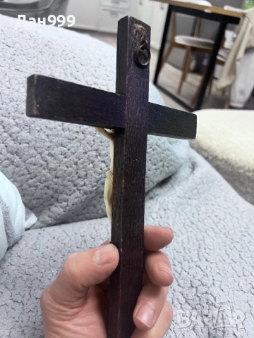 Античен кръст от дърво с фигура на Христос от резбована слонова кост, снимка 7 - Антикварни и старинни предмети - 52975624