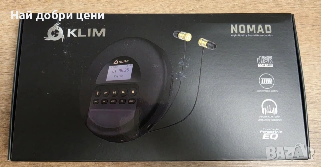 KLIM NOMAD – портативен CD/MP3 плейър с Bluetooth и презареждаща батерия 