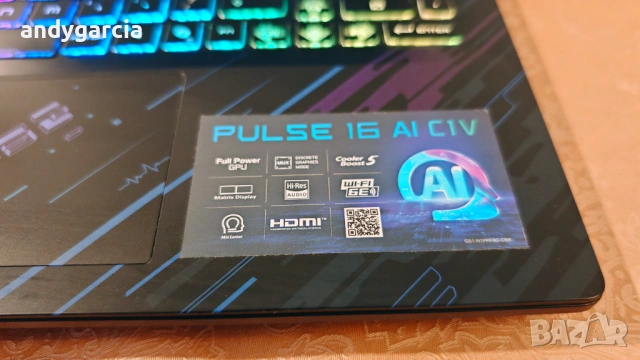MSI Pulse 16 AI/Intel Core Ultra 7 155H/NVidia RTX 4070 8GB/16GB RAM/512GB SSD NVMe/QHD 240hz IPS, снимка 12 - Лаптопи за игри - 53484243