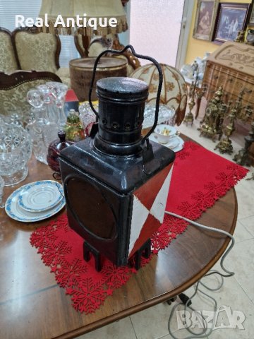 Голям антикварен немски вагонен ЖП фенер , снимка 5 - Антикварни и старинни предмети - 42634956
